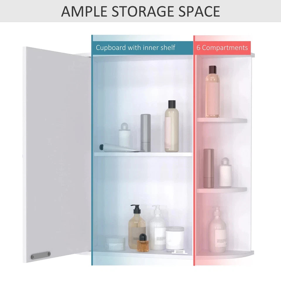Wall Mounted Bathroom Cabinet with Mirror Single Door Storage Shelves