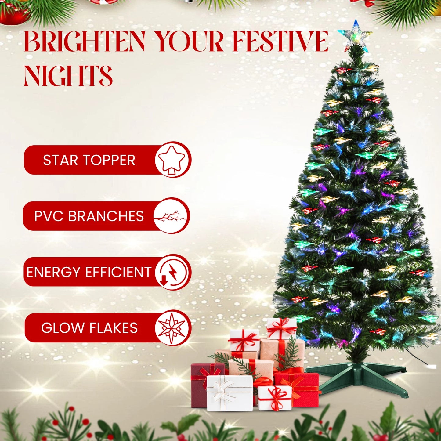 Christmas Tree Fibre Optic Artificial Colour Changing Xmas decor 4FT 5FT