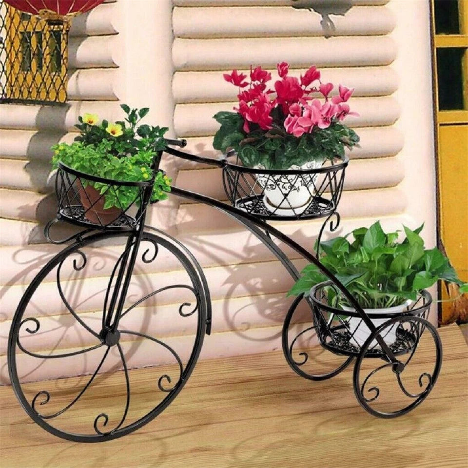 Bicycle Planter Metal Plant Stand Garden Bike Flower Pot Cart Holder Basket Deco