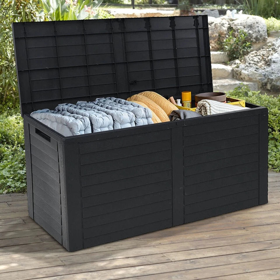 240L Large Outdoor Storage Box Garden Patio Plastic Chest Lid Container