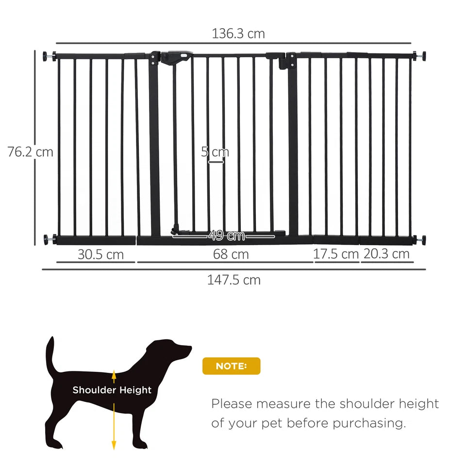 BabyDan Black Extra Wide Self Closing Kids Pressure Fit Stair Safety Gate