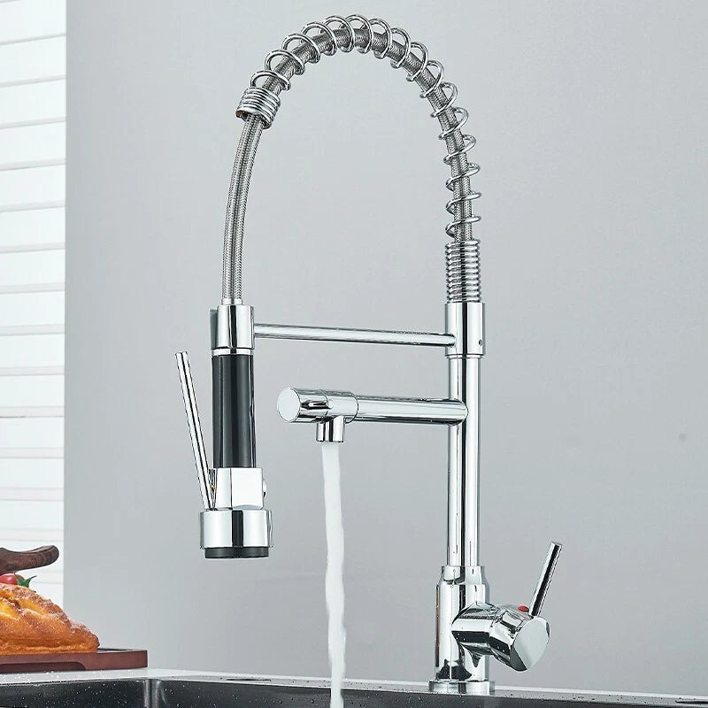 Modern Monobloc Pull Out Kitchen Mixer Tap Dual Spout Spray Single Lever Chrome