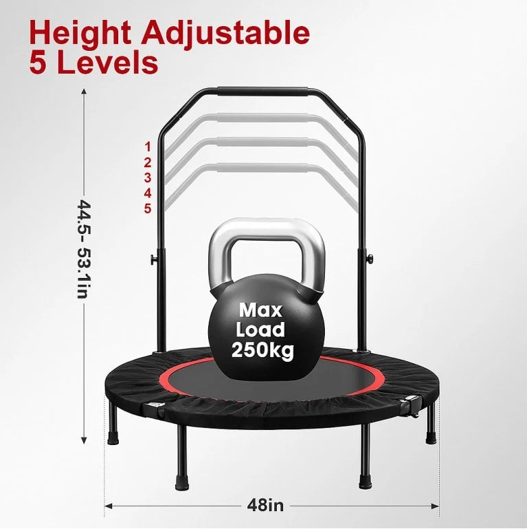 48in Foldable Fitness Trampoline Rebounder Indoor/Outdoor Body Exercise