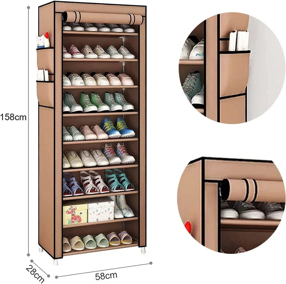 10 Tier Cabinet Storage Organiser Shoe Rack Stand Holds 27 Pairs Dustproof