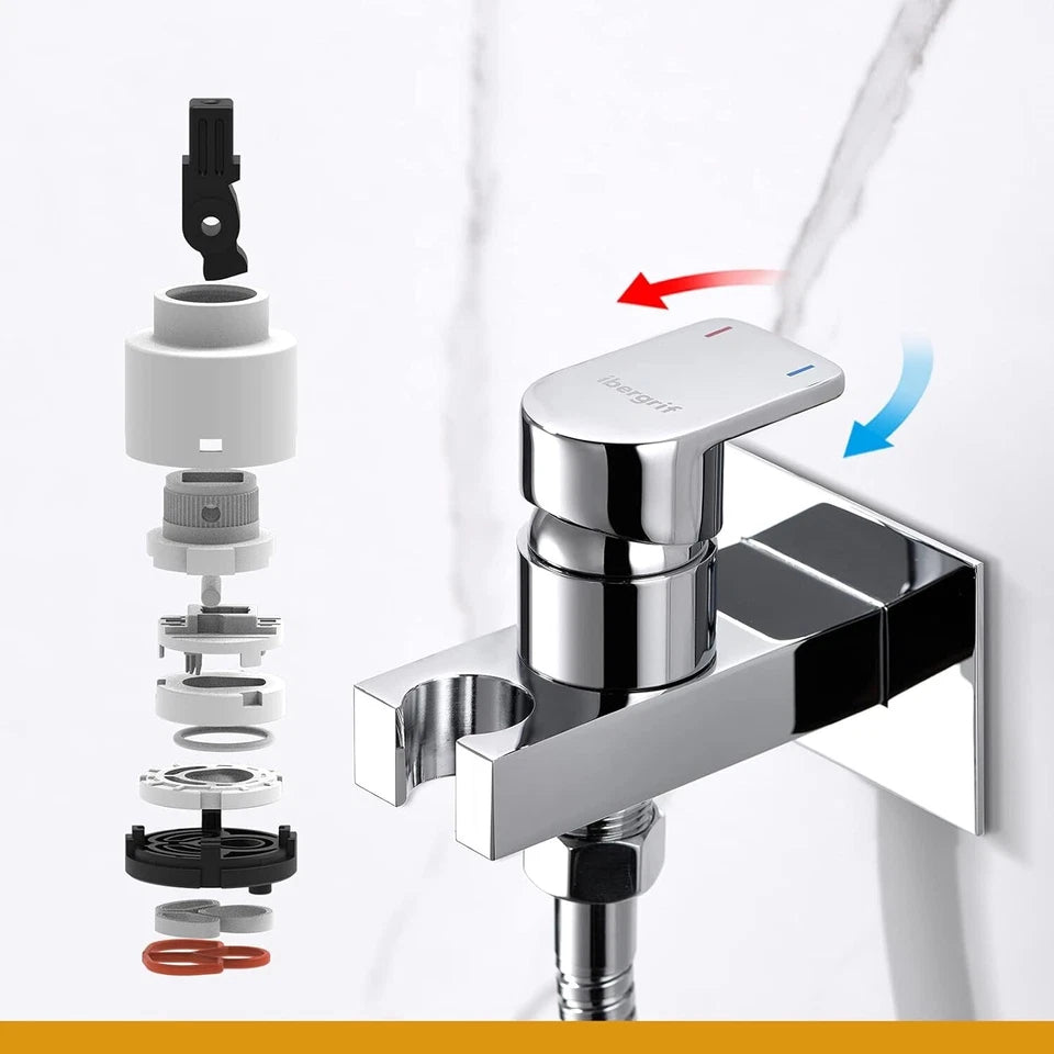 Muslim Shower Mixer Kit, Hot and Cold Bidet Spray with Shattaf Sprayer
