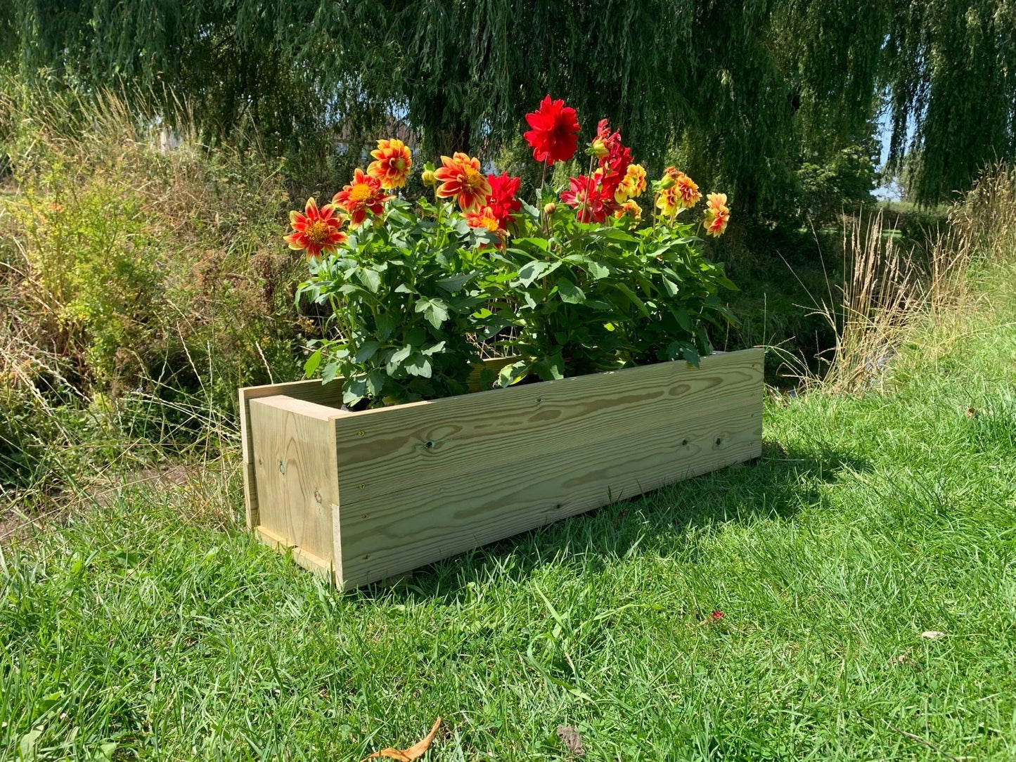 Long Garden Wooden Planter Trough Veg Wood Flower Boxes READY MADE