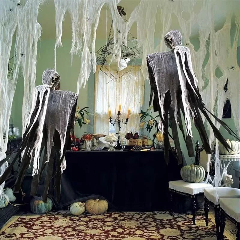 2PCS 80Cm Halloween Hanging Ghost Skeleton Decorations Prop Spooky Horror Scary