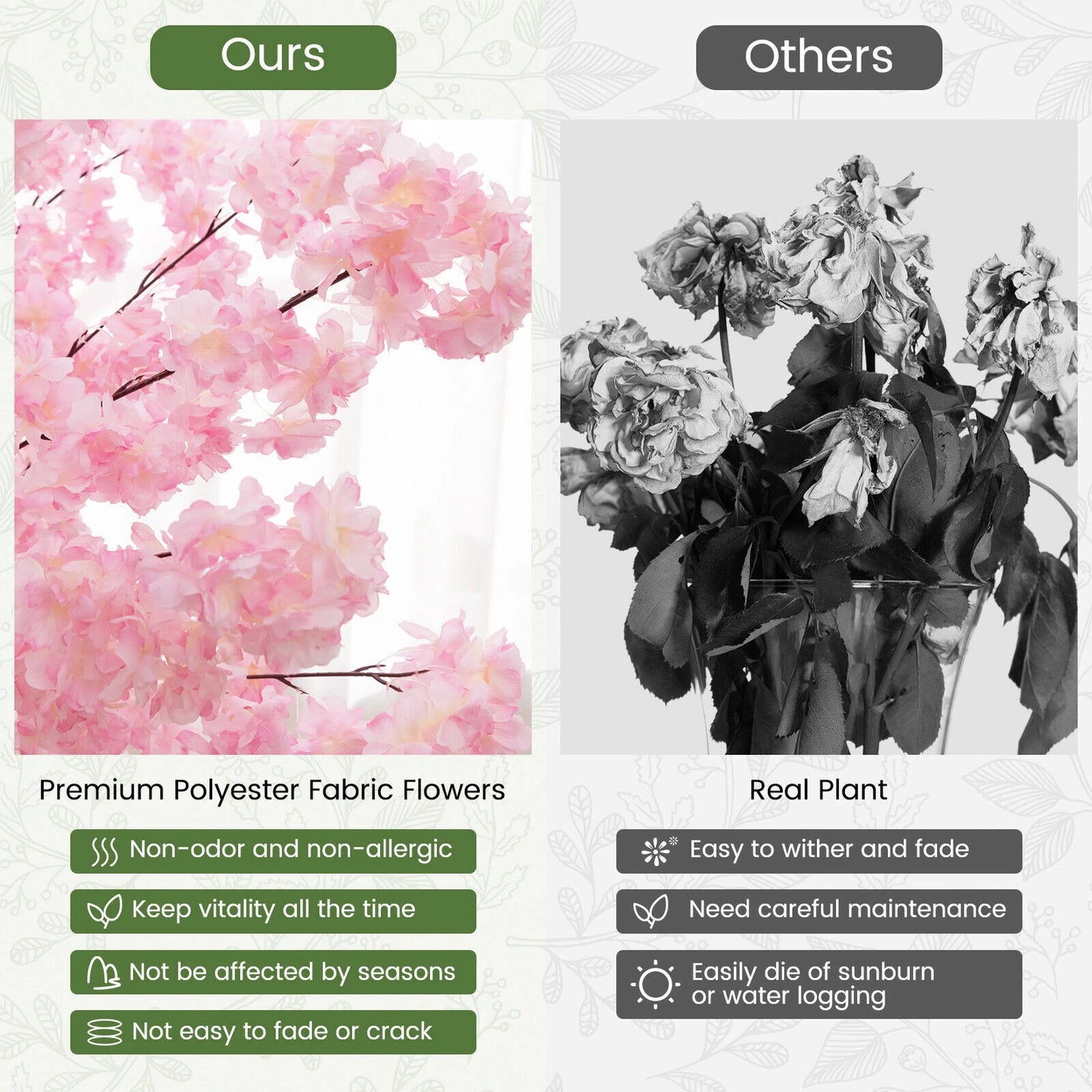 190cm Tall Artificial Cherry Blossom Tree Faux Floral Plant 1170 Flowers