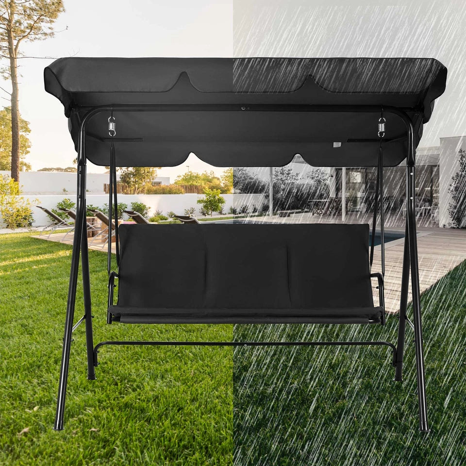 Garden Hammock Swing Chair 3 Seater Bench Canopy Patio Cushion Outdoor Strattore