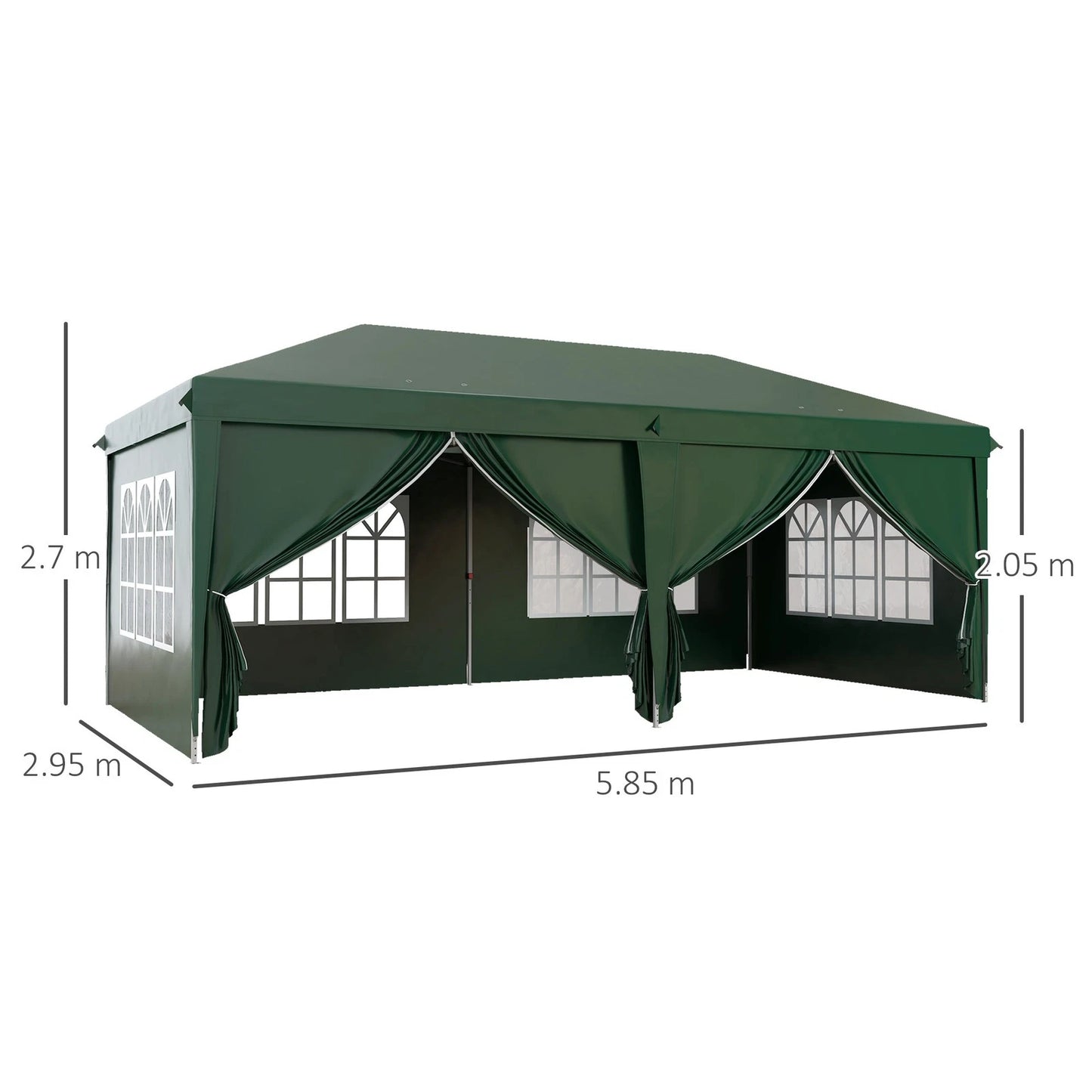 3x6m Pop Up Gazebo Party Tent Canopy Marquee with Storage Bag Green