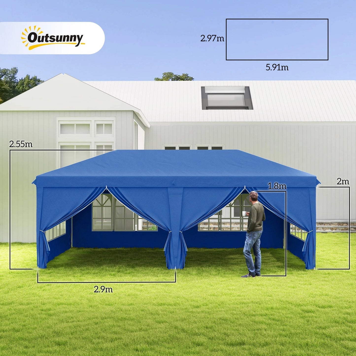 3x6m Garden Heavy Duty Pop Up Gazebo Marquee Party Tent Wedding Canopy New