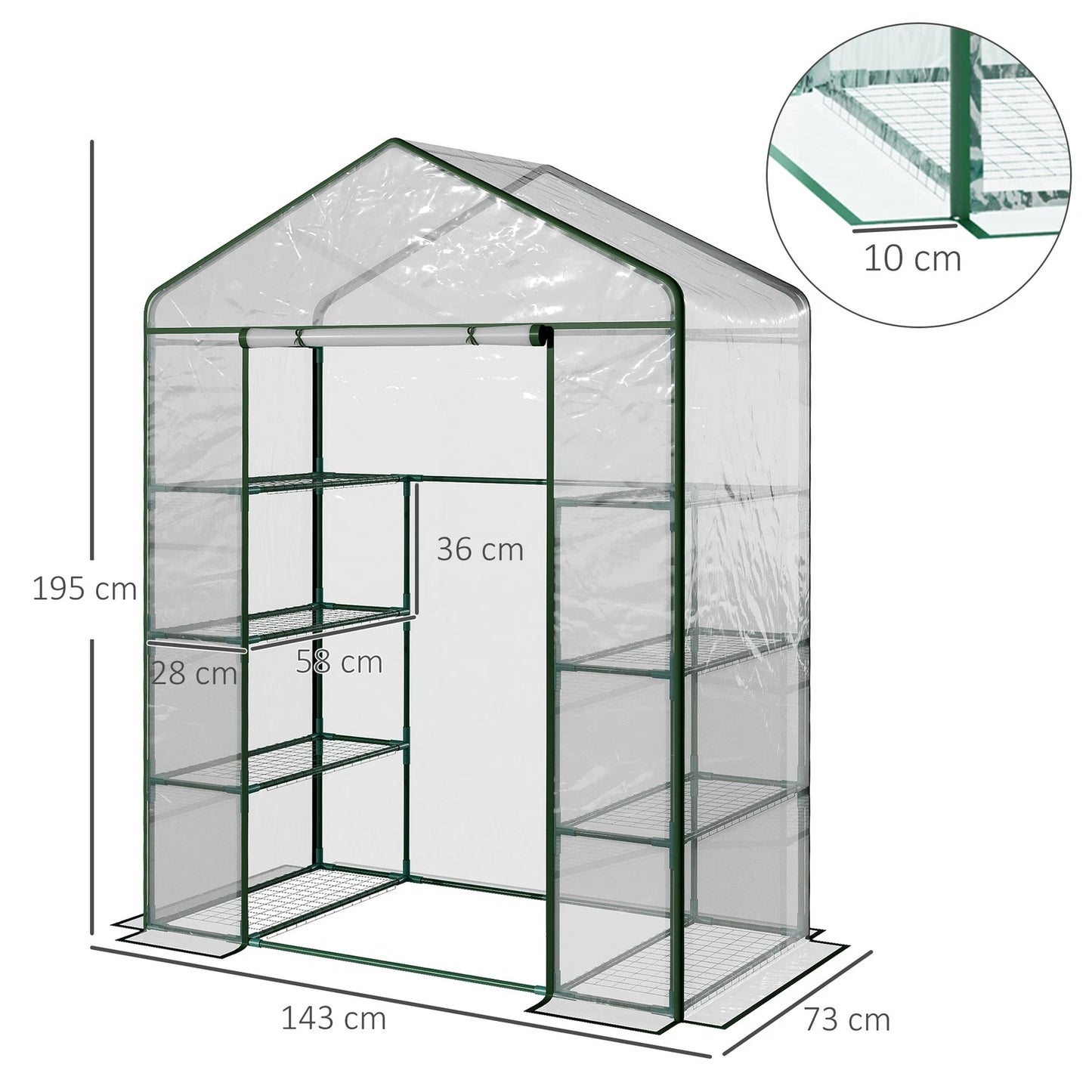 Walk In Greenhouse Grow House Plants Protector Reinforced PVC Cover 4 Shelves