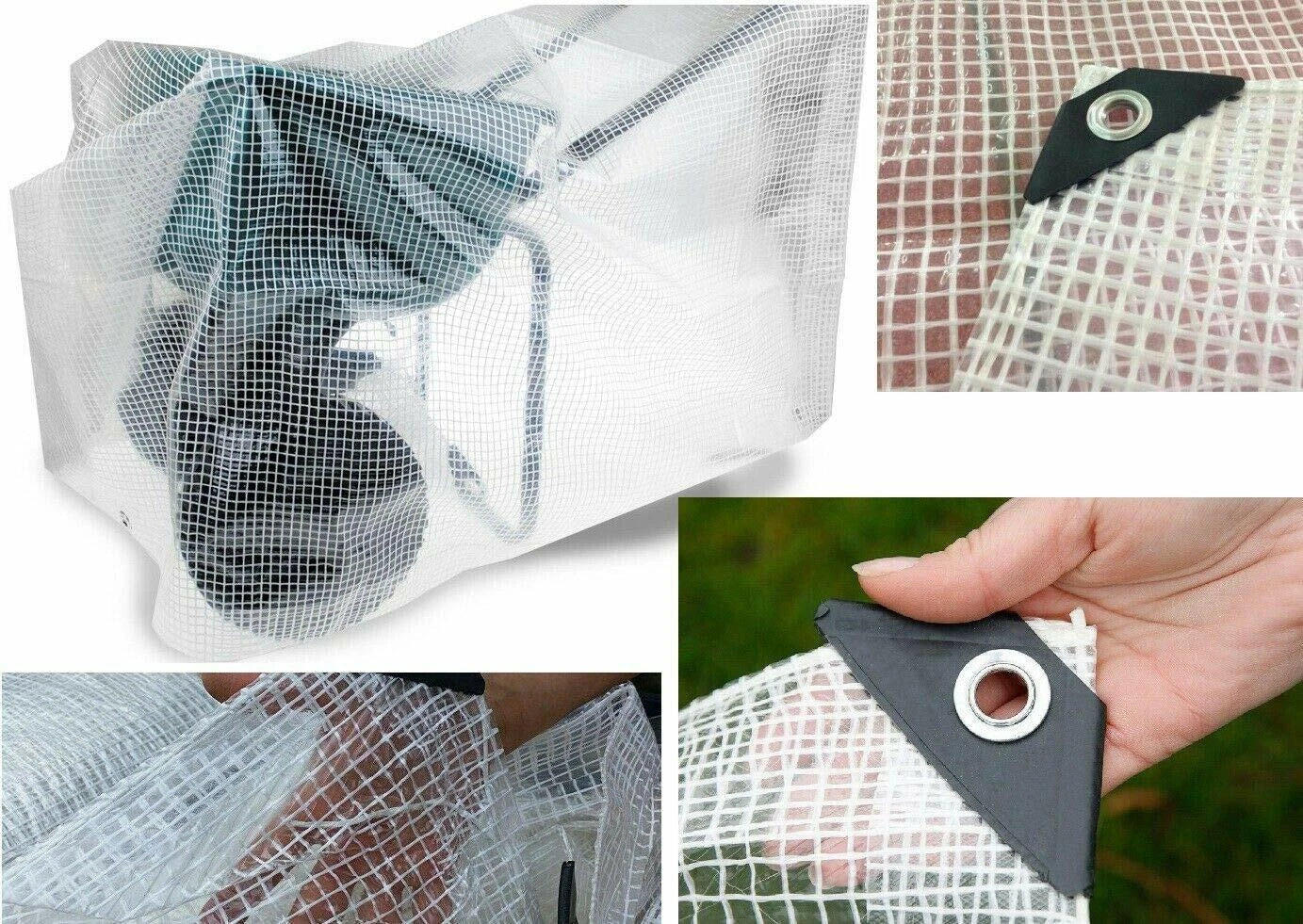 Heavy-Duty Waterproof Mesh Reinforced Transparent Polyethylene Sheeting Clear Tarpaulin Multipurpose