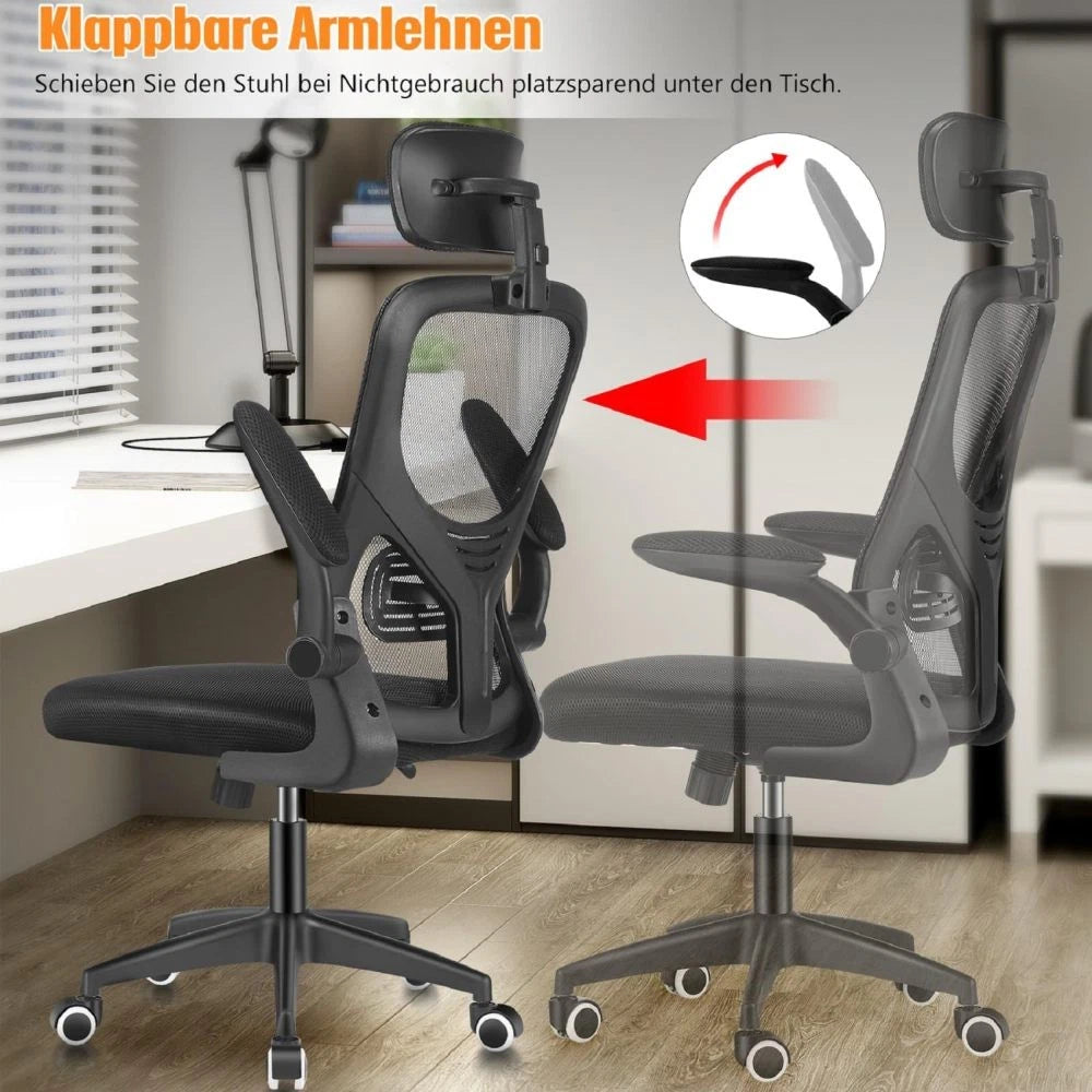 Mesh Office Chair with Adjustable Headrest, Ergonomic Swivel Computer Chair