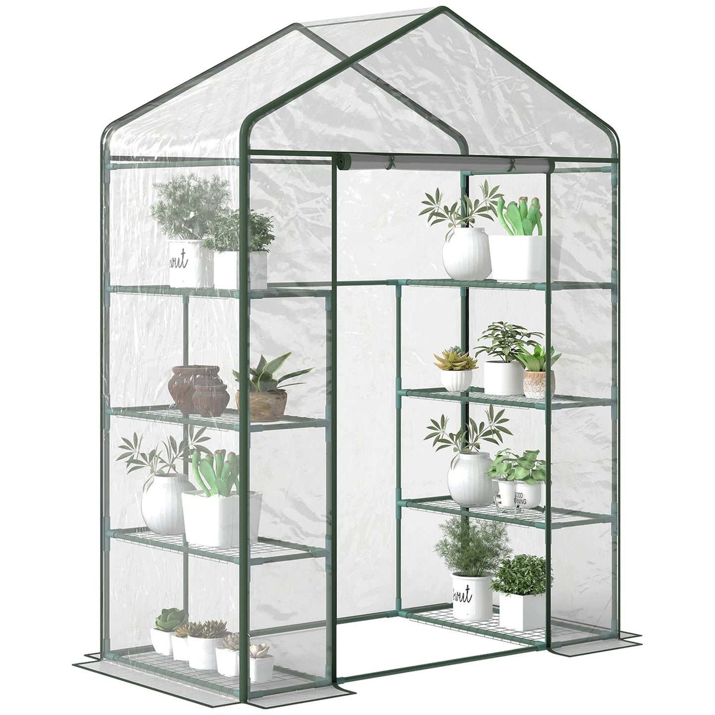 Walk In Greenhouse Grow House Plants Protector Reinforced PVC Cover 4 Shelves