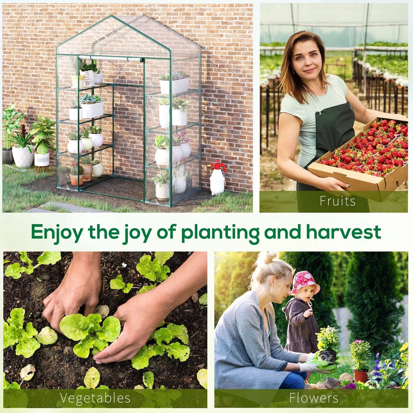 Walk In Greenhouse Grow House Plants Protector Reinforced PVC Cover 4 Shelves