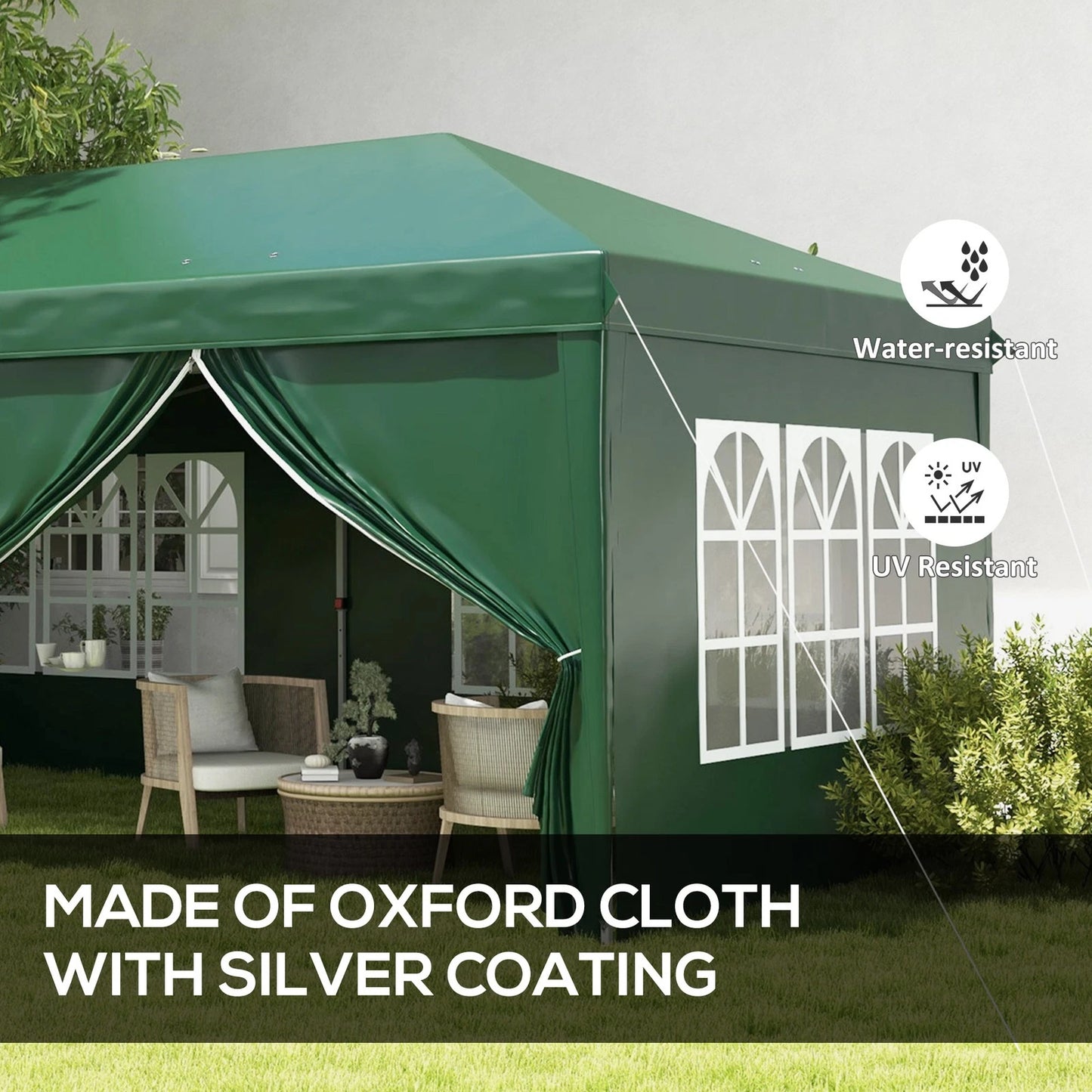 3x6m Pop Up Gazebo Party Tent Canopy Marquee with Storage Bag Green