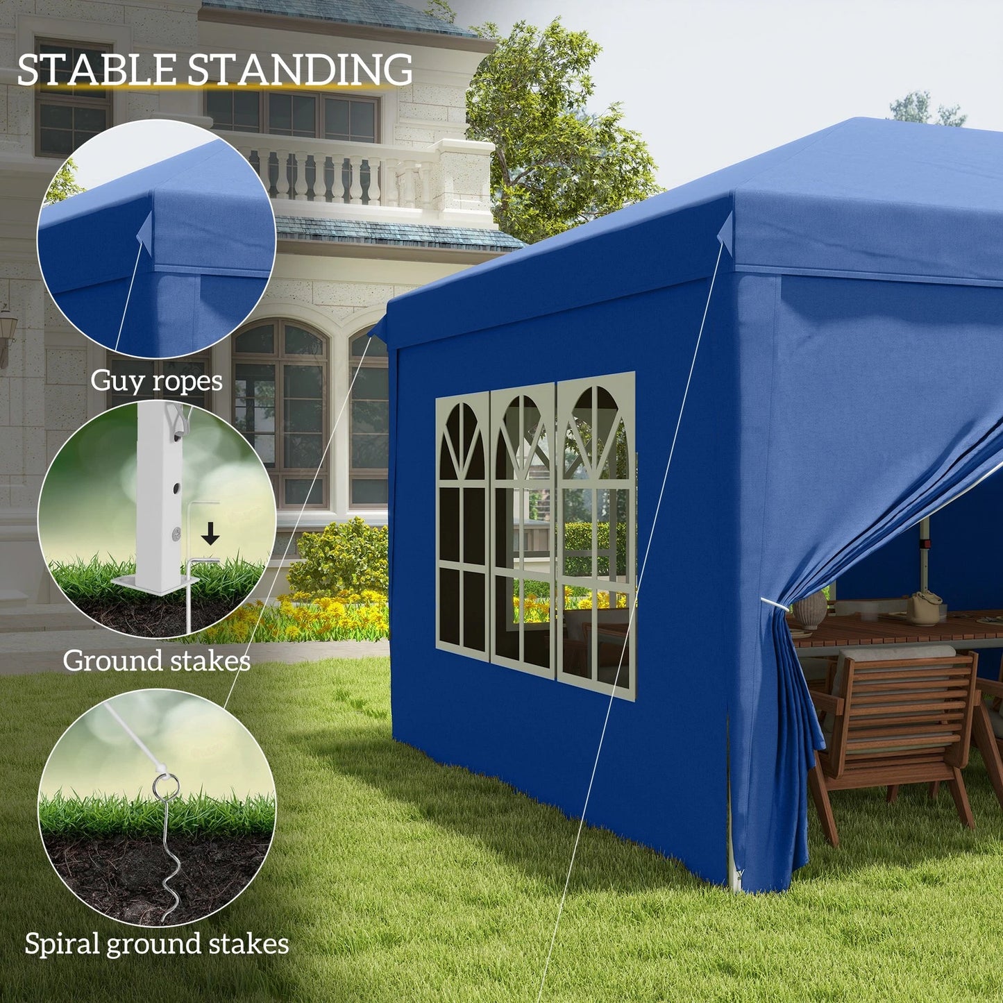 3x6m Garden Heavy Duty Pop Up Gazebo Marquee Party Tent Wedding Canopy New