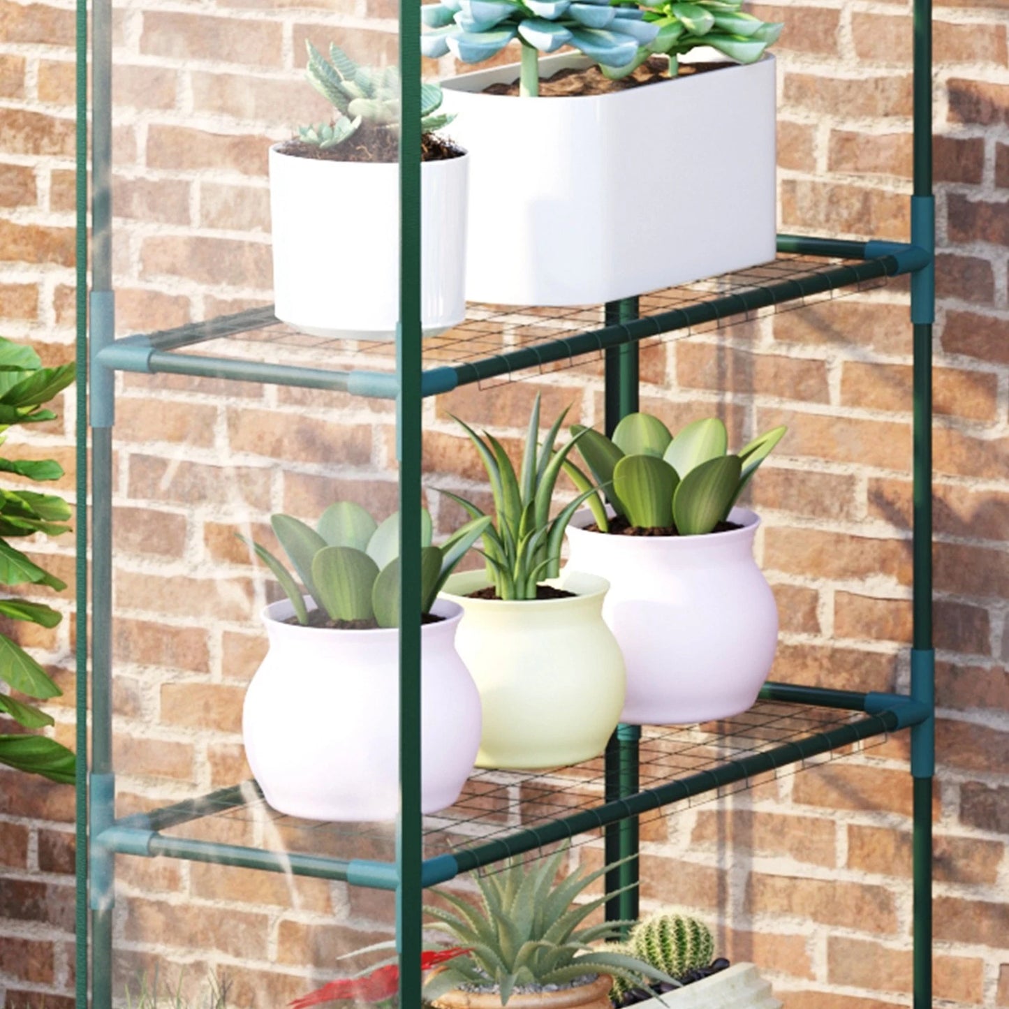 Walk In Greenhouse Grow House Plants Protector Reinforced PVC Cover 4 Shelves