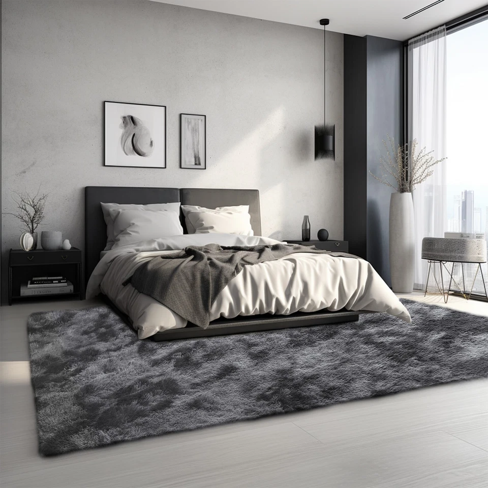 Fluffy Rugs Large Shaggy Rug Bedroom Living Room Anti Slip Soft Carpet