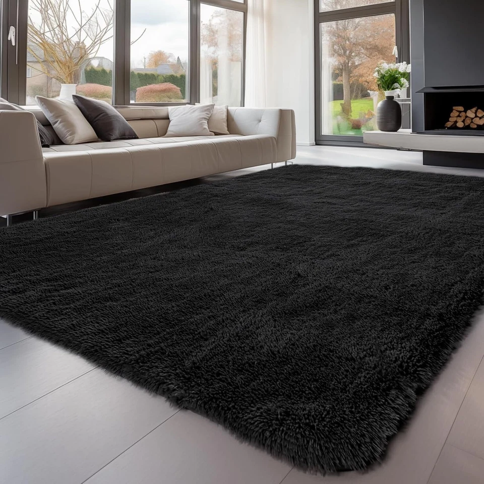 Fluffy Rugs Large Shaggy Rug Bedroom Living Room Anti Slip Soft Carpet