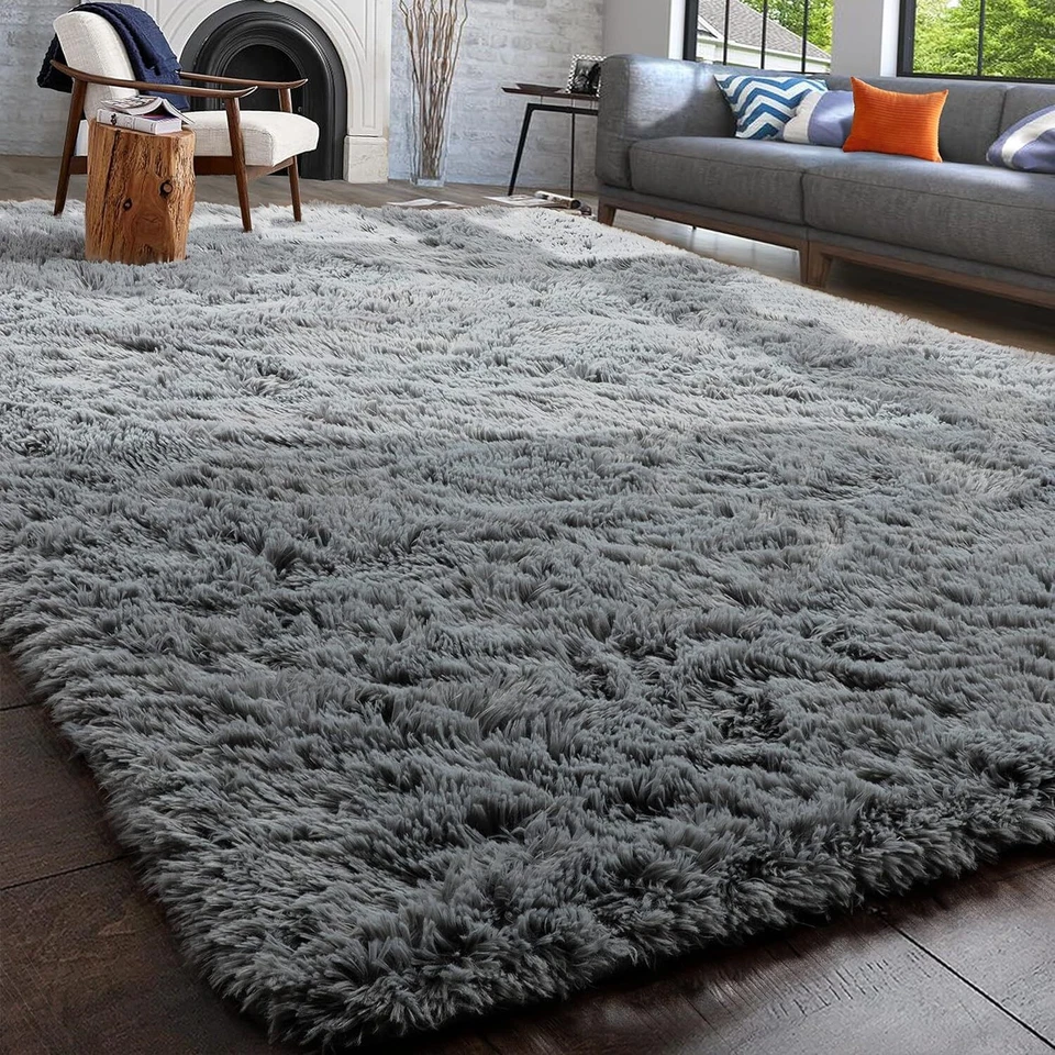 Fluffy Rugs Large Shaggy Rug Bedroom Living Room Anti Slip Soft Carpet