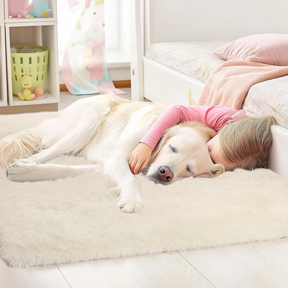 Fluffy Rugs Large Shaggy Rug Bedroom Living Room Anti Slip Soft Carpet