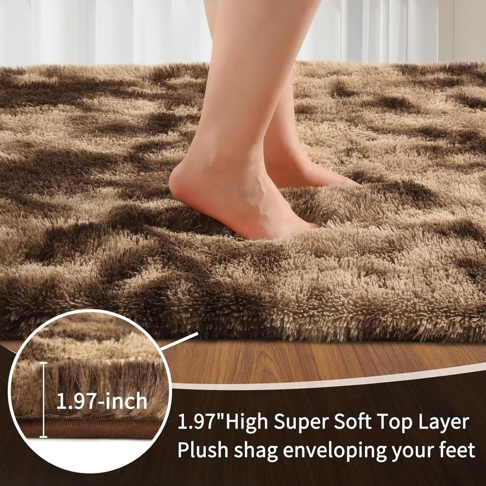 Fluffy Rugs Large Shaggy Rug Bedroom Living Room Anti Slip Soft Carpet