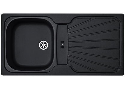 Kitchen Sink Single black  1.0 Bowl Reversible Inset With Waste Kit