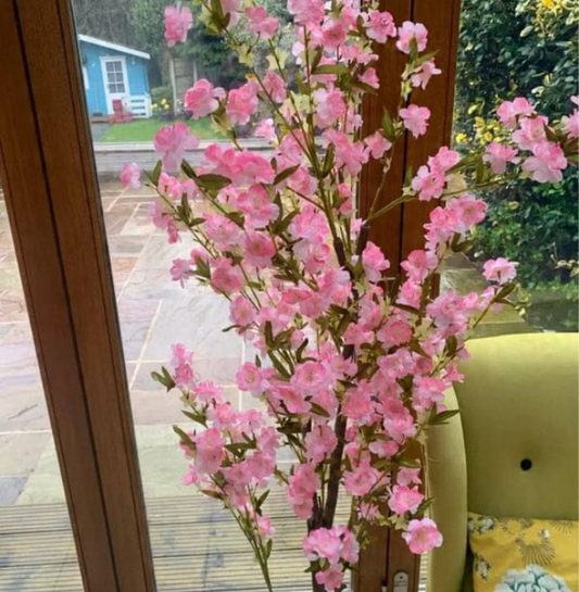 Artificial Blossom Tree Pink/White 120cm 4ft Realistic Faux House Plant Fully Potted