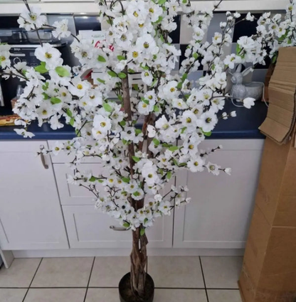 Artificial Blossom Tree Pink/White 120cm 4ft Realistic Faux House Plant Fully Potted