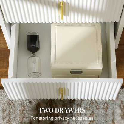 Bedside Table with 2 Drawers Gold Legs Side Table Nightstand Bedroom Furniture