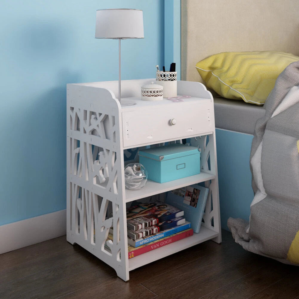 Bedside Table With White Drawer Cabinet