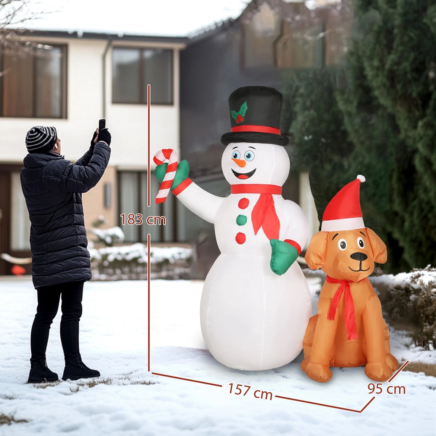 6FT Christmas Inflatables Snowman & Dog for Indoor Outdoor Decor