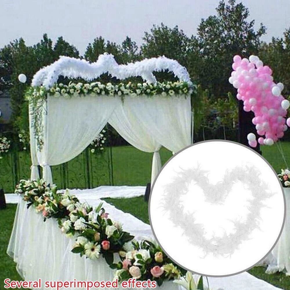 2M Christmas Tree White Feather Boa Strip Xmas Ribbon Home Party Garland❀