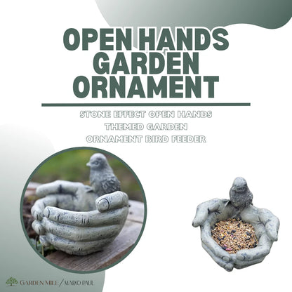 Bird Feeder Stone Effect Bath Garden Decor Hands Ornament Feeding Station Water