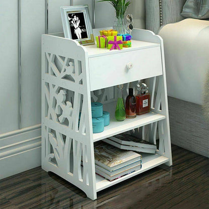 Bedside Table With White Drawer Cabinet