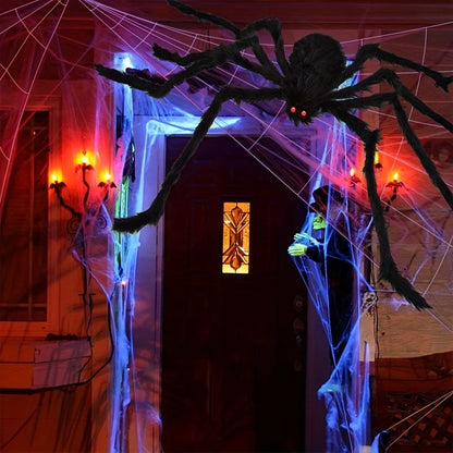 2M Big Spider+5M Web Set Halloween Haunted House Prop Indoor Outdoor Home Decor