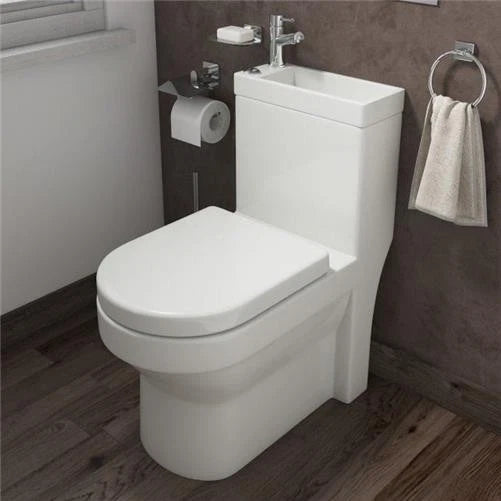2 in 1 Close Coupled Toilet With Sink On Top Combo Space Saving Cloakroom Unit