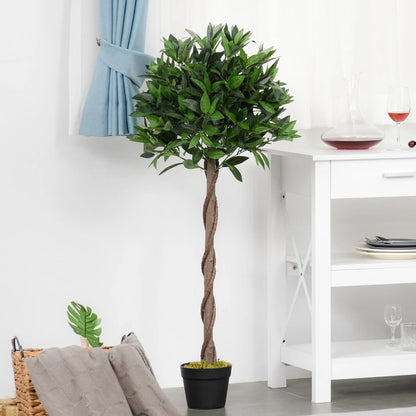 Set Of 2 120cm(4ft) Artificial Bay Laurel Topiary Trees w/ Pot Fake