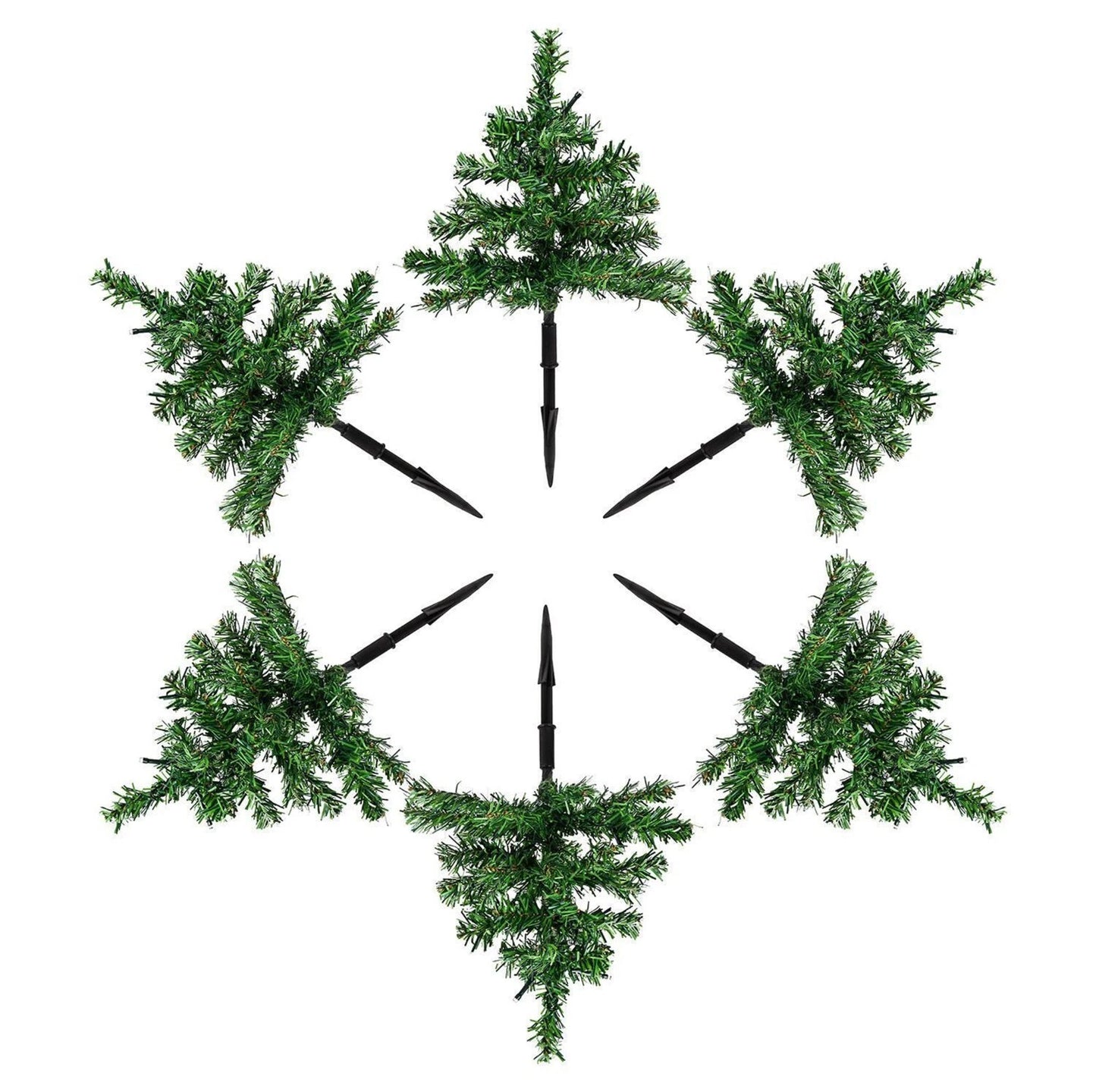 6 x Pre Lit Garden Christmas Tree Path Lights 90 LED Set Lawn Outdoor Decoration