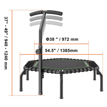 54.5" Mini Fitness Trampoline Adults Indoor Exercise Rebounder with Handle