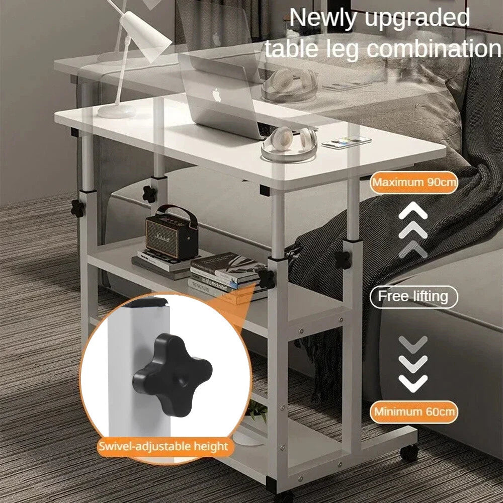 Adjustable Height Small PC Computer Desk Mobile Overbed Table Laptop Stand Shelf