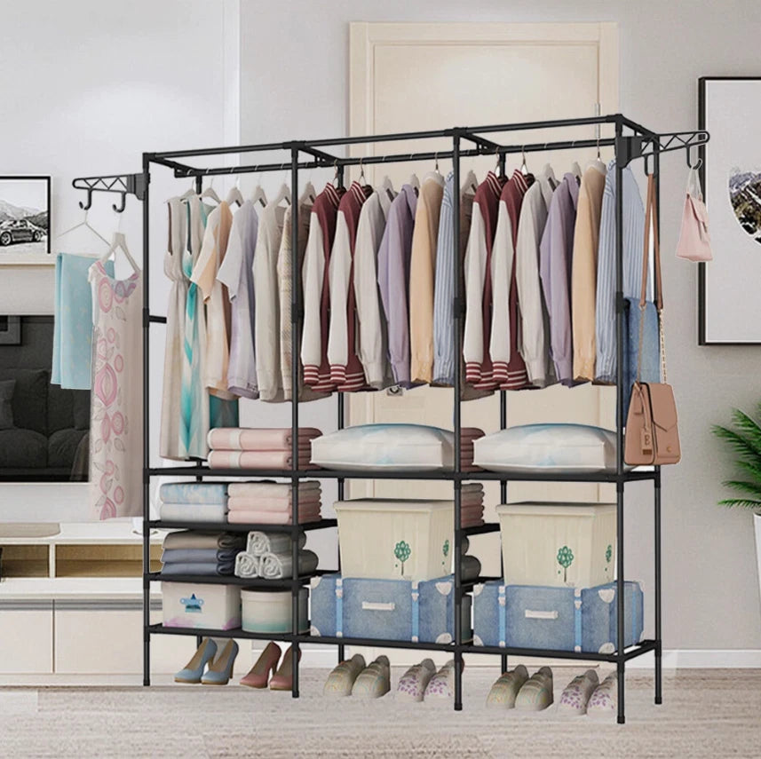 Clothes Rail Rack Garment Hanging Stand Shoe Storage Shelf Open Wardrobe