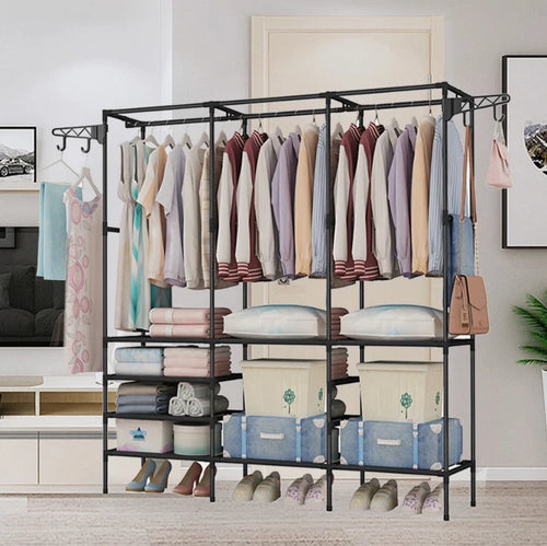 Clothes Rail Rack Garment Hanging Stand Shoe Storage Shelf Open Wardrobe