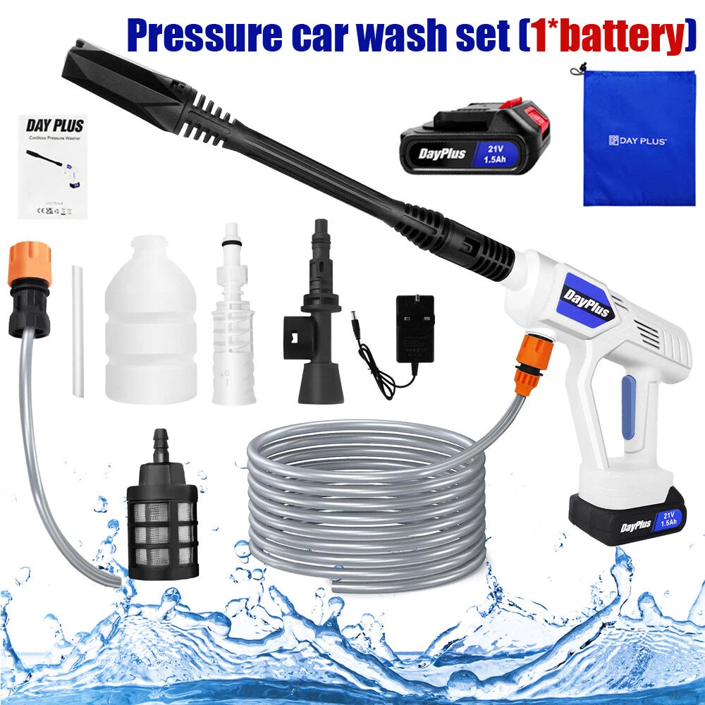 Portable Cordless Car High Pressure Washer Jet Water Wash Cleaner Gun Battery UK