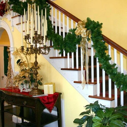 16FT Christmas Garland with LED Lights Pre Lit Stairs Home Fireplace Bushy Pine