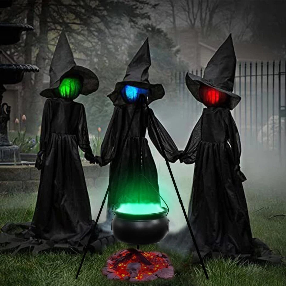 Halloween Decor Outdoor Large Witches Cauldron on Tripod with Light Yard Decor