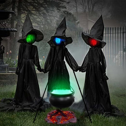 Halloween Decor Outdoor Large Witches Cauldron on Tripod with Light Yard Decor