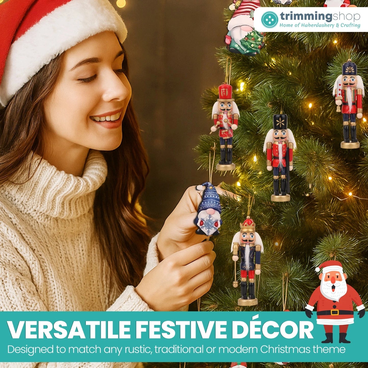 6 Pcs Nutcracker Soldiers Wooden Christmas Tree Decorations Xmas Hanging Decor